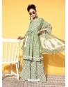Olive Green Readymade Designer Party Wear Pure Cotton Palazzo Suit