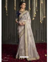 Silver Designer Fancy Fabric Wedding Wear Sari