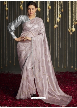 Dusty Pink Designer Fancy Fabric Wedding Wear Sari