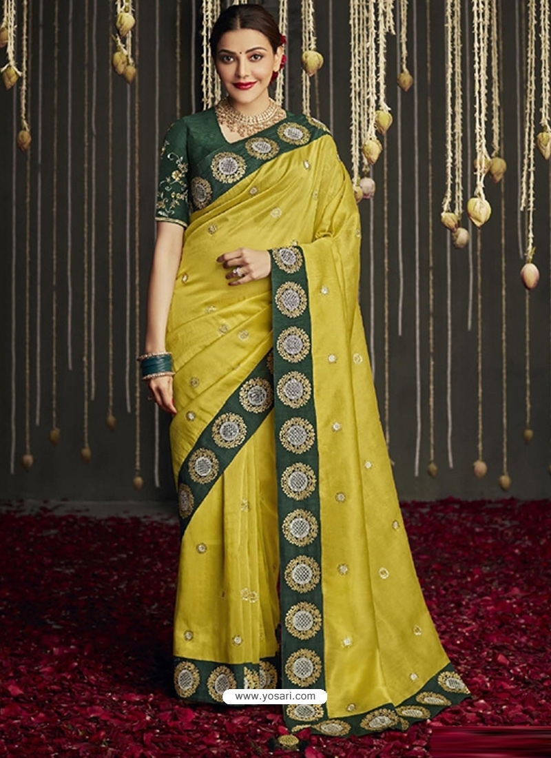 Corn Designer Fancy Fabric Wedding Wear Sari