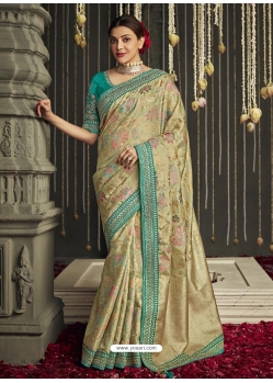 Olive Green Designer Fancy Fabric Wedding Wear Sari