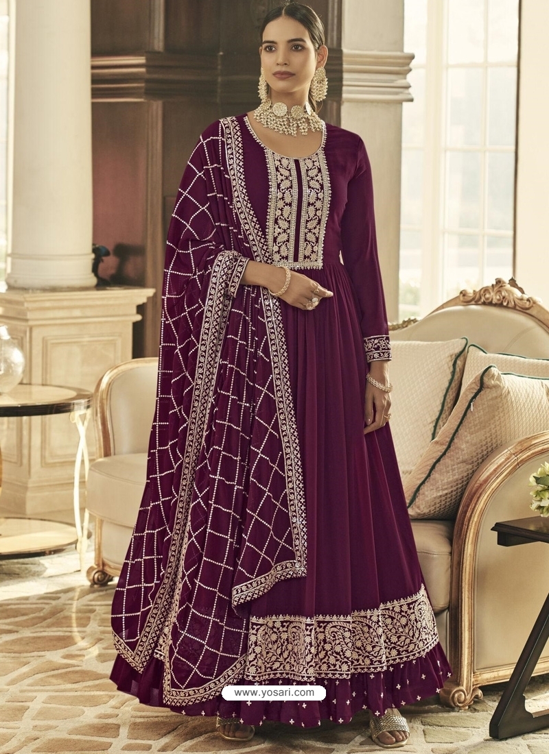Purple Designer Blooming Georgette Anarkali Suit