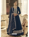 Navy Blue Designer Blooming Georgette Anarkali Suit