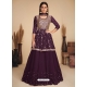 Purple Readymade Designer Party Wear Faux Georgette Wedding Suit