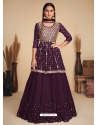 Purple Readymade Designer Party Wear Faux Georgette Wedding Suit