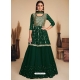 Dark Green Readymade Designer Party Wear Faux Georgette Wedding Suit