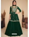 Dark Green Readymade Designer Party Wear Faux Georgette Wedding Suit