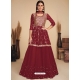 Maroon Readymade Designer Party Wear Faux Georgette Wedding Suit