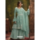 Aqua Mint Designer Party Wear Pure Chinon Wedding Suit