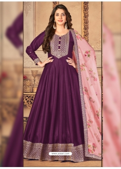 Purple Designer Jiyo Silk Slub Anarkali Suit