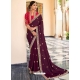 Deep Wine Designer Barfi Silk Wedding Wear Sari