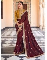 Maroon Designer Barfi Silk Wedding Wear Sari