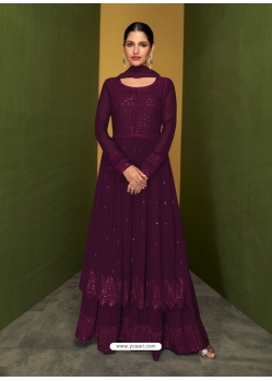 Purple Designer Faux Georgette Anarkali Suit