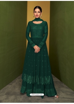Dark Green Designer Faux Georgette Anarkali Suit