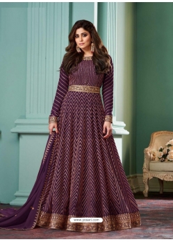 Purple Designer Real Georgette Anarkali Suit