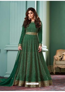 Dark Green Designer Real Georgette Anarkali Suit