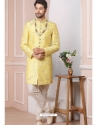 Light Yellow Premium Men's Designer Indo Western Sherwani