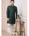 Dark Green Premium Men's Designer Indo Western Sherwani