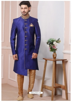 Royal Blue Premium Men's Designer Indo Western Sherwani