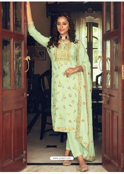 Sea Green Designer Party Wear Heavy Chinon And Georgette Wedding Suit