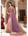 Lavender Designer Barfi Silk Wedding Wear Sari