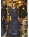 Navy Blue Designer Wedding Wear Georgette Anarkali Suit