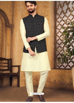 Black Exclusive Readymade Kurta Pajama With Jacket