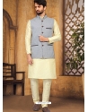 Silver Exclusive Readymade Kurta Pajama With Jacket