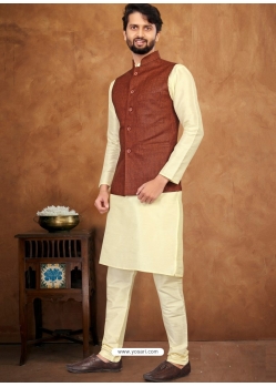 Coffee Exclusive Readymade Kurta Pajama With Jacket