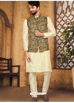 Olive Green Exclusive Readymade Kurta Pajama With Jacket