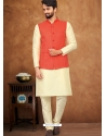 Dark Peach Exclusive Readymade Kurta Pajama With Jacket