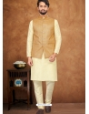 Beige Exclusive Readymade Kurta Pajama With Jacket