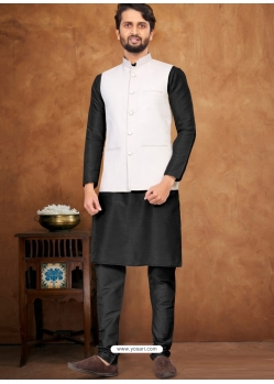 White Exclusive Readymade Kurta Pajama With Jacket