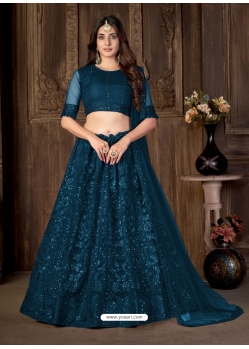 Teal Blue Designer Wedding Wear Lehenga Choli