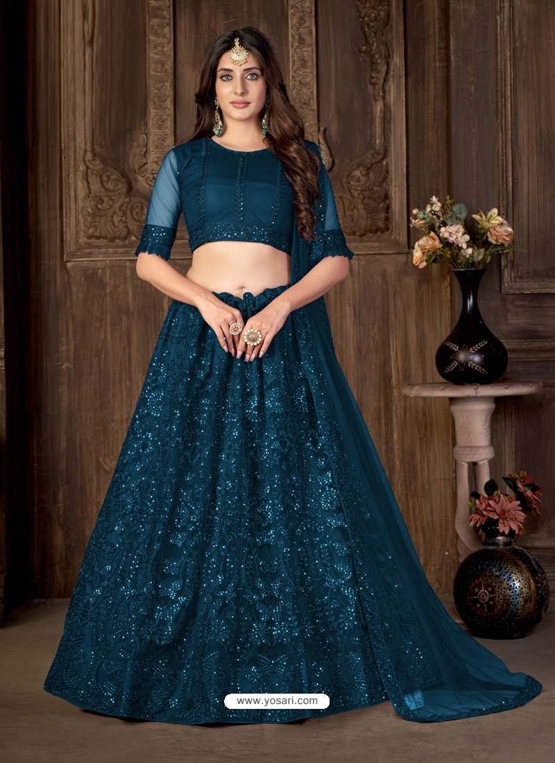 Buy Teal Blue Designer Wedding Wear Lehenga Choli | Wedding ...