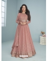 Dusty Pink Designer Wedding Wear Real Georgette Anarkali Suit