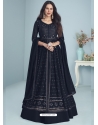 Navy Blue Designer Wedding Wear Real Georgette Anarkali Suit