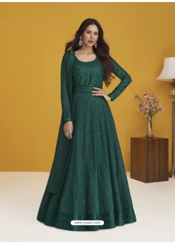 Dark Green Designer Wedding Wear Premium Silk Anarkali Suit