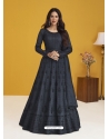 Dark Grey Designer Wedding Wear Premium Silk Anarkali Suit