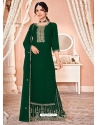 Dark Green Designer Wedding Wear Pure Georgette Palazzo Suit