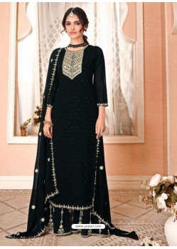 Black Designer Wedding Wear Pure Georgette Palazzo Suit