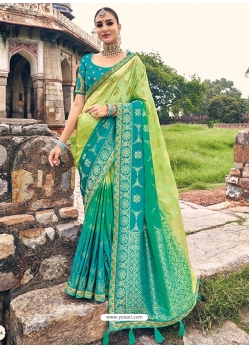 Green Designer Silk Wedding Wear Sari