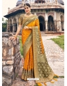 Orange Designer Silk Wedding Wear Sari