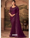 Purple Designer Soft Silk Wedding Wear Sari