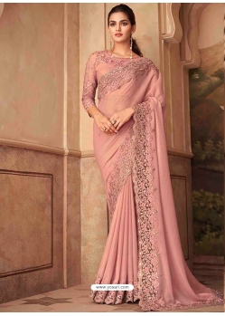 Pink Designer Soft Silk Wedding Wear Sari
