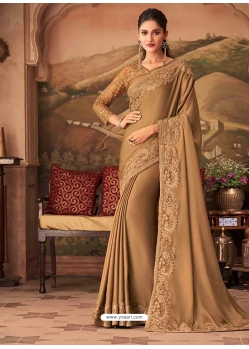 Camel Designer Soft Silk Wedding Wear Sari