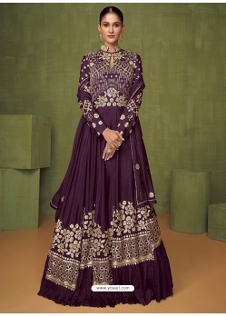 Purple Readymade Designer Party Wear Real Georgette Wedding Suit