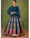 Teal Blue Readymade Designer Party Wear Real Georgette Wedding Suit
