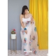 White Designer Nylon Organza Wedding Wear Sari