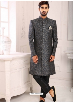 Dark Grey Premium Designer Indo Western Sherwani